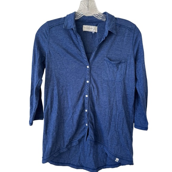 Y2K Abercrombie and Fitch Blue Button Down half sleeve top - Picture 1 of 3